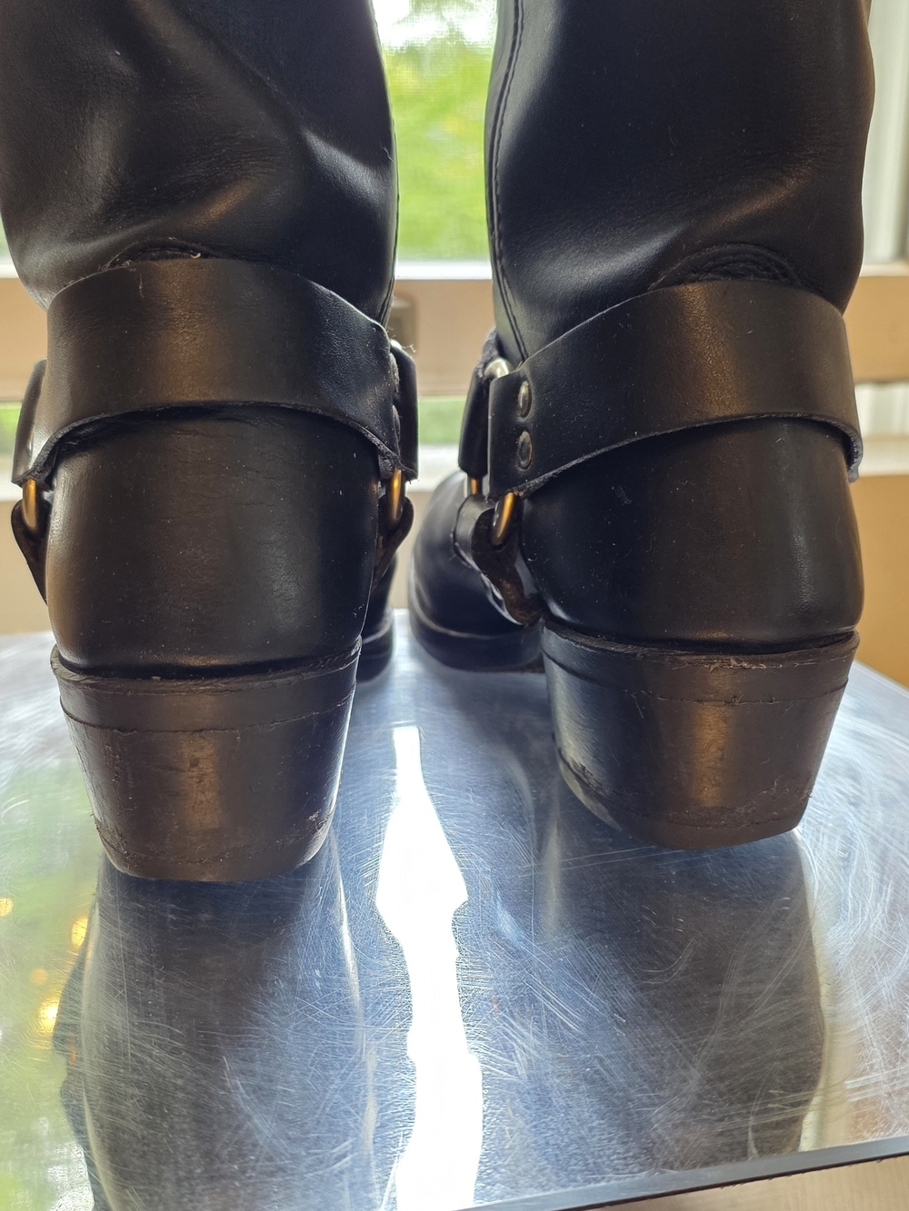 Frye Black Leather Harness Moto Boots Perfectly Broken In Sz 7.5 - Picture 7 of 14